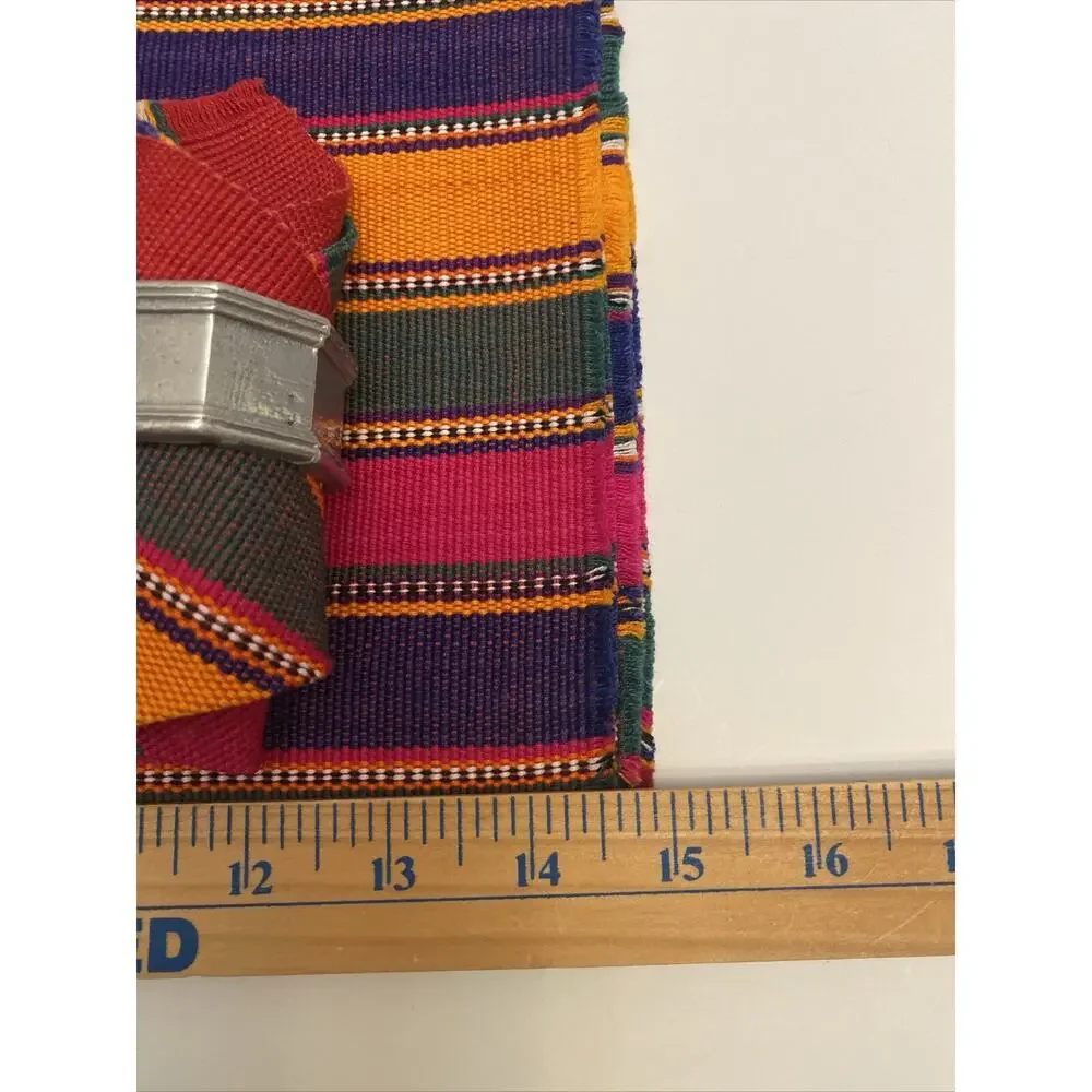 Ethnic Southwestern Fabric Cloth Placemats, Napkins W/ Rings Colorful Striped